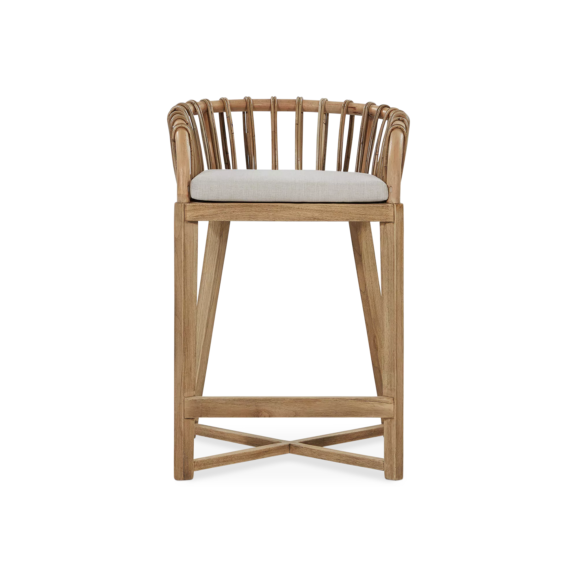 Binah - Teak Wood And Rattan Counter Stool