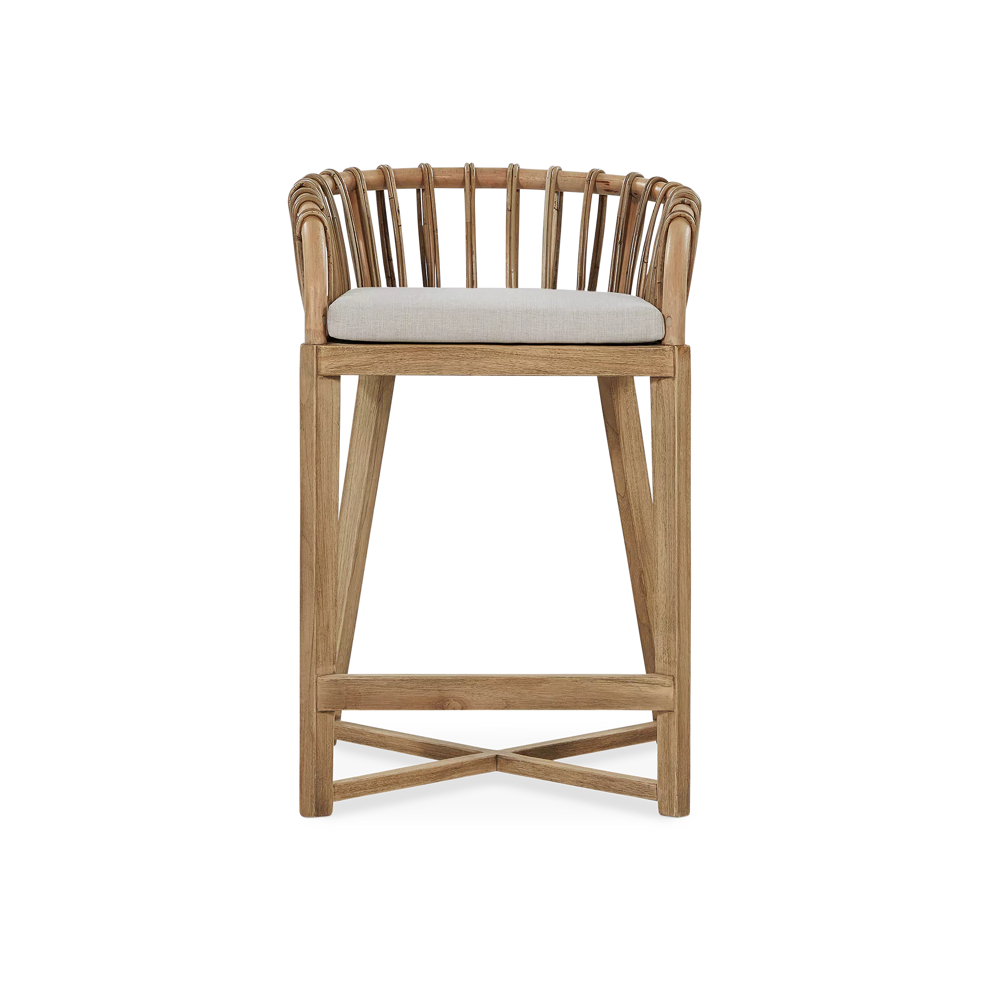 Binah - Teak Wood And Rattan Counter Stool - Image 2
