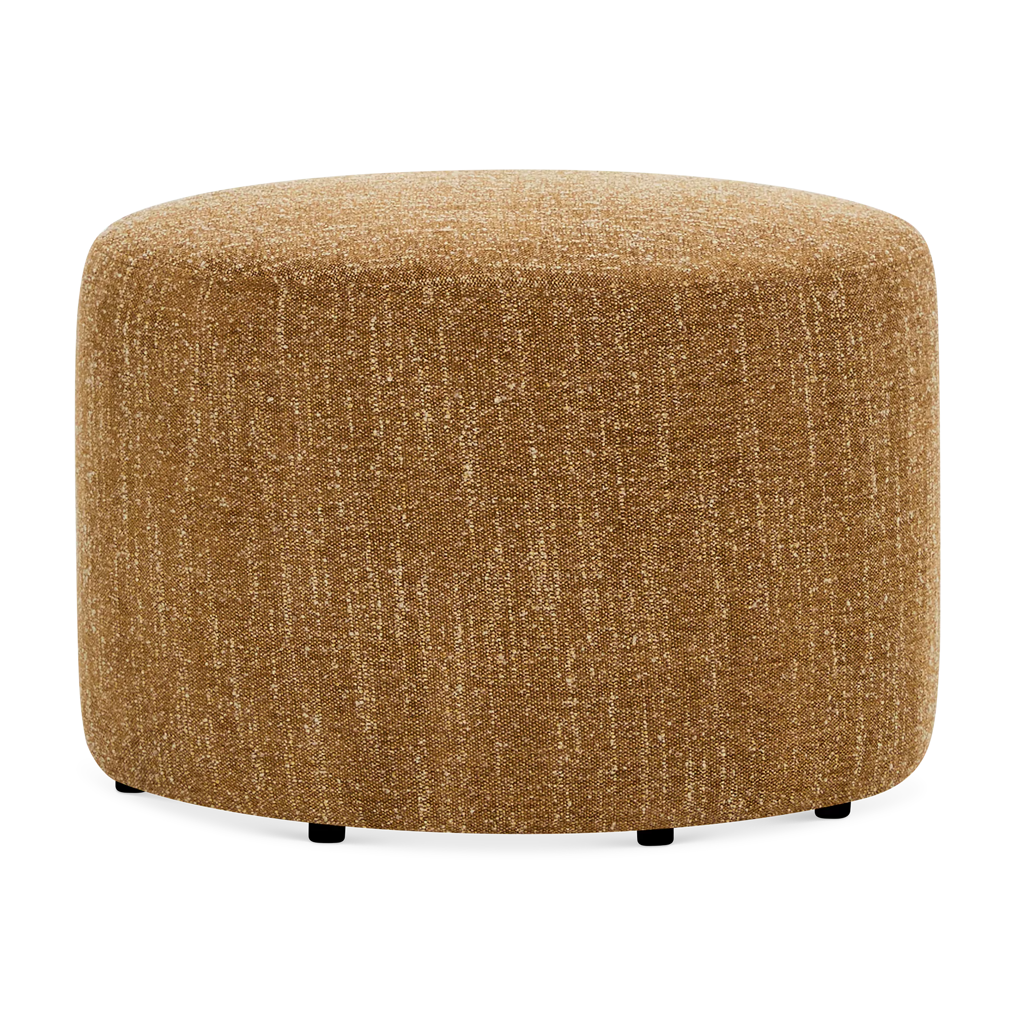 Caramel - Round Pouf in Yellow Fabric