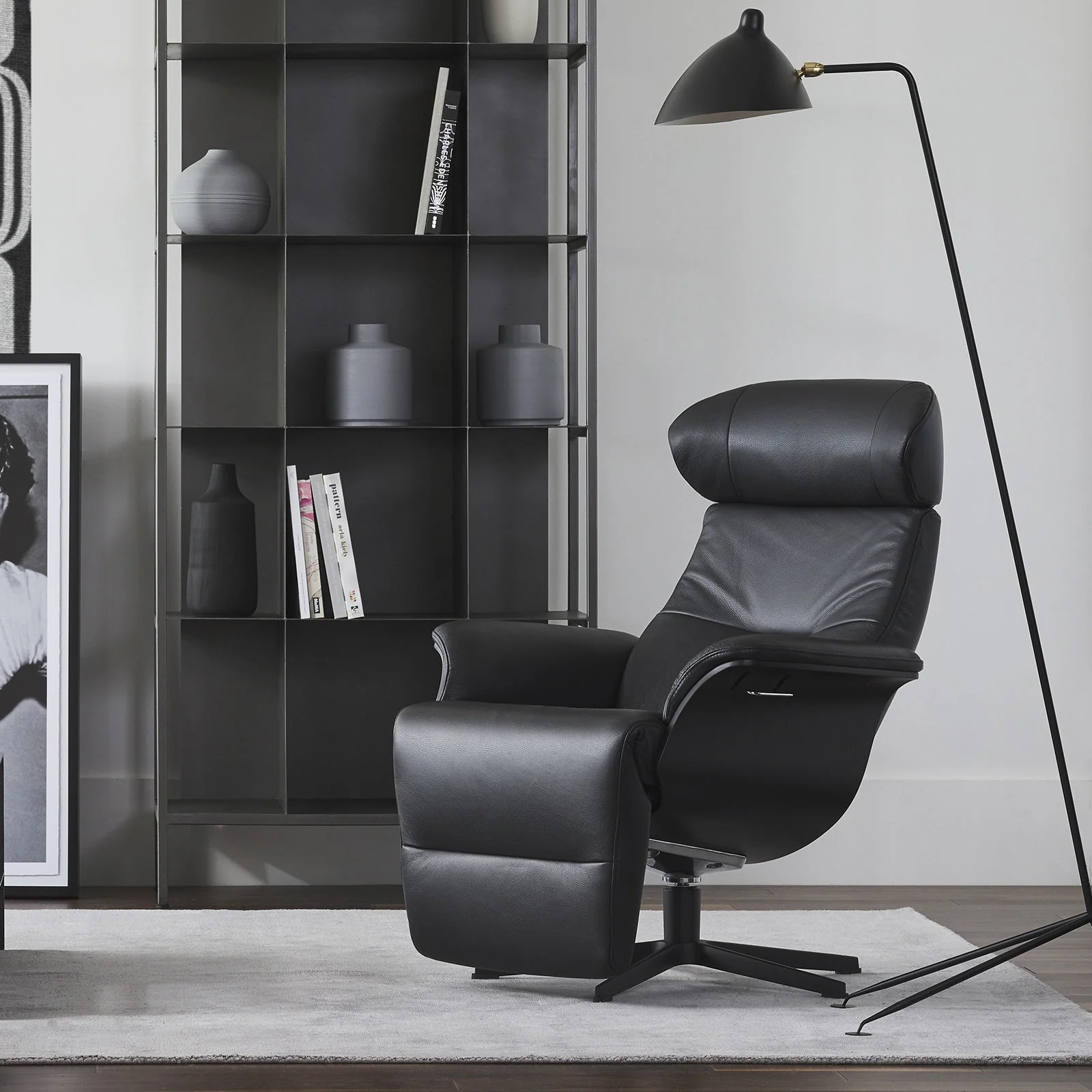 Timeout - Leather Reclining Armchair with Integrated Footrest by Conform - Image 4