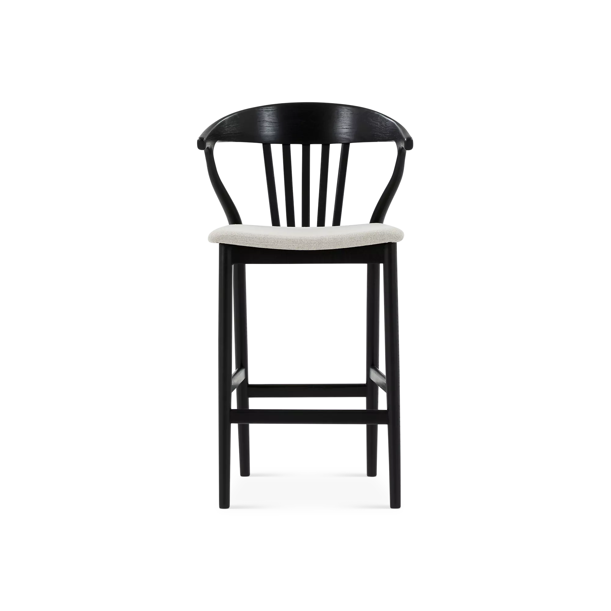Nordic - Oak and Natural Fabric Stool - Image 2