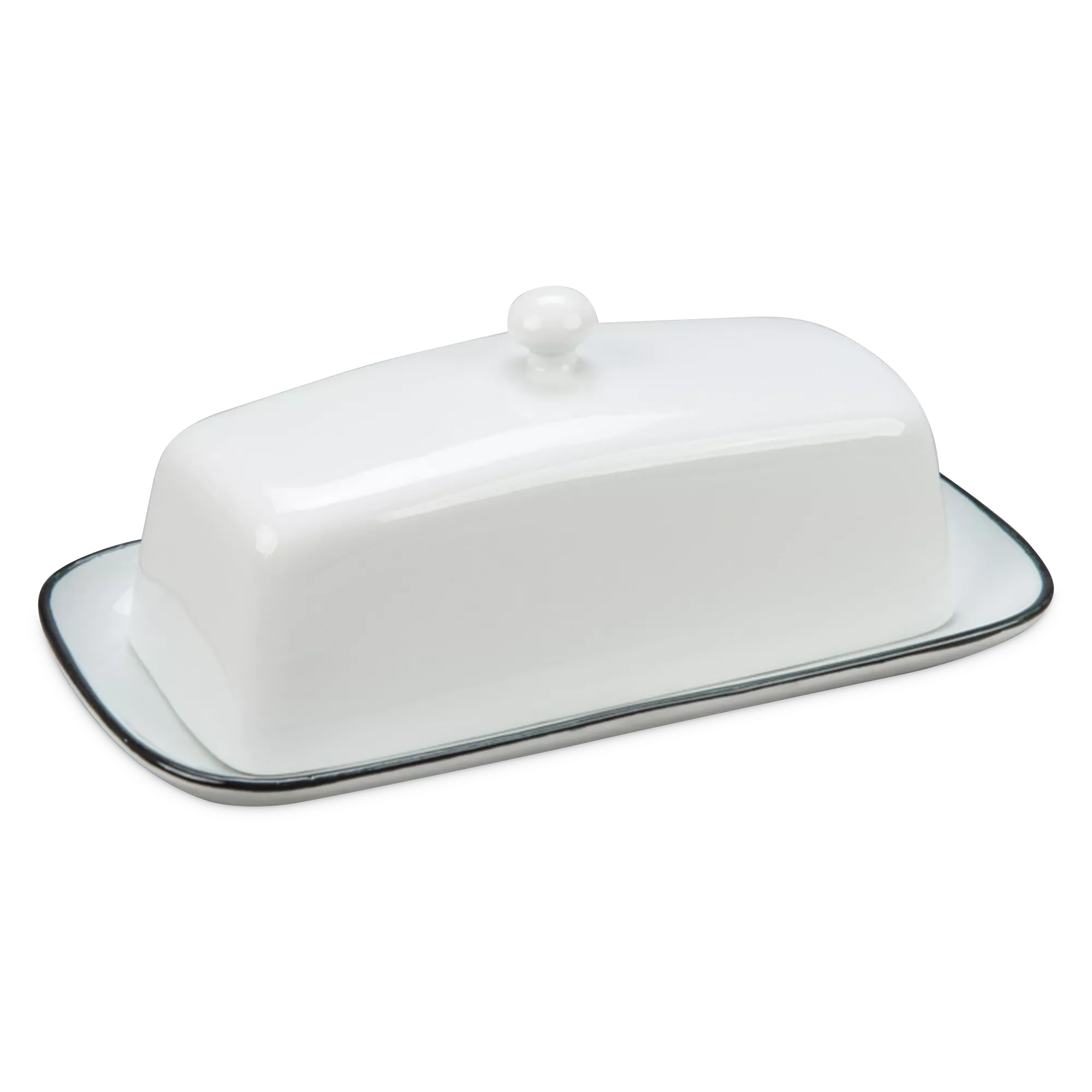 Silhouette - White Porcelain Butter Dish