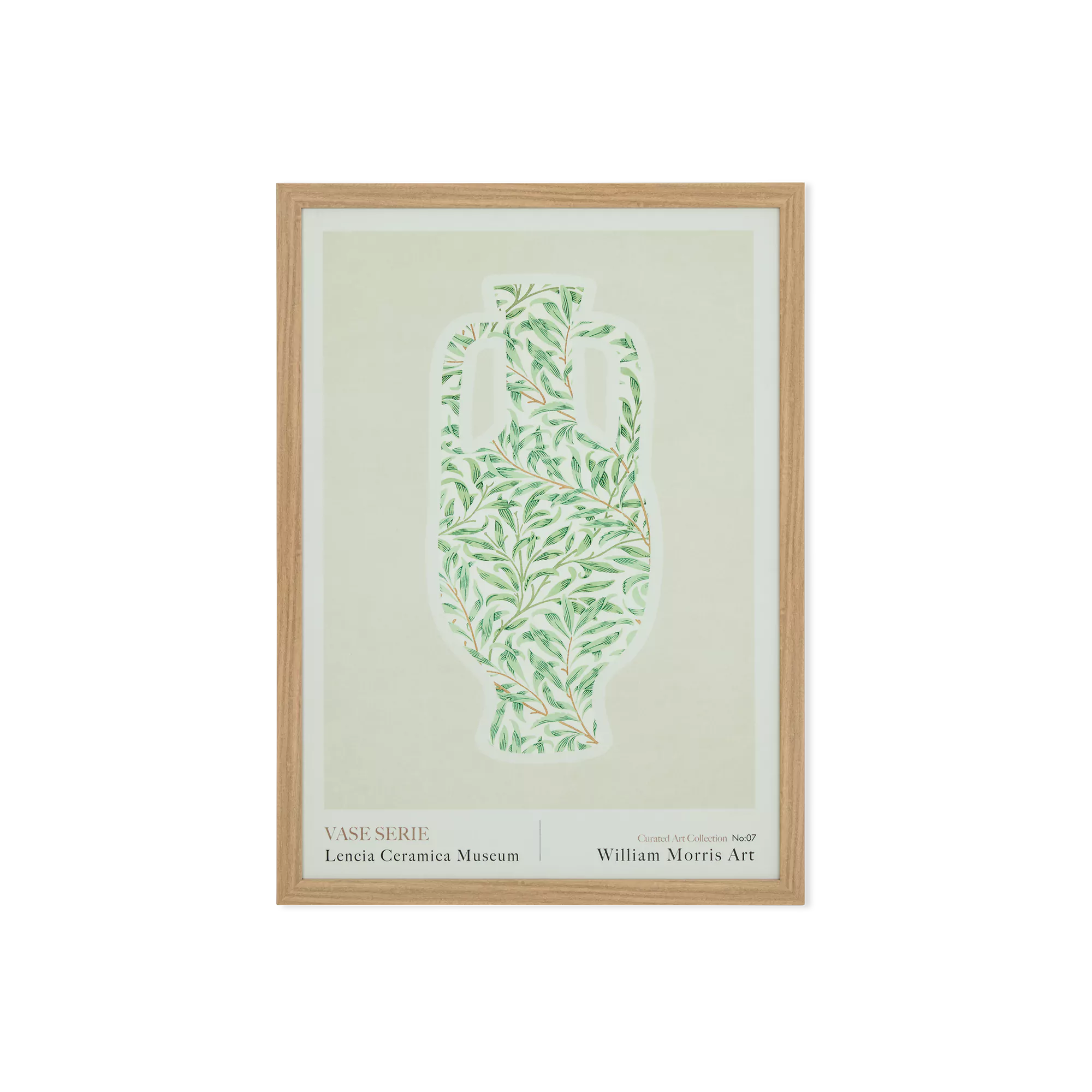 Vase - stylized vase artwork with natural wood frame